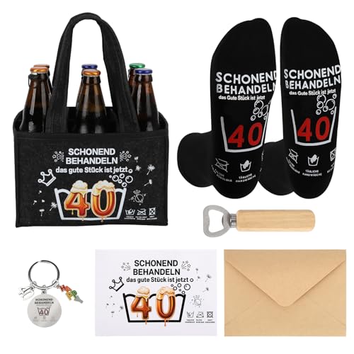 JIANGWON Männerhandtasche Bier mit Socken Flaschenöffner Schlüsselanhänger – Lustige Geschenke für Männer zum 40.Geburtstag– Geschenk für Männer, Vatertag & Herrentagsgeschenke (40) von JIANGWON