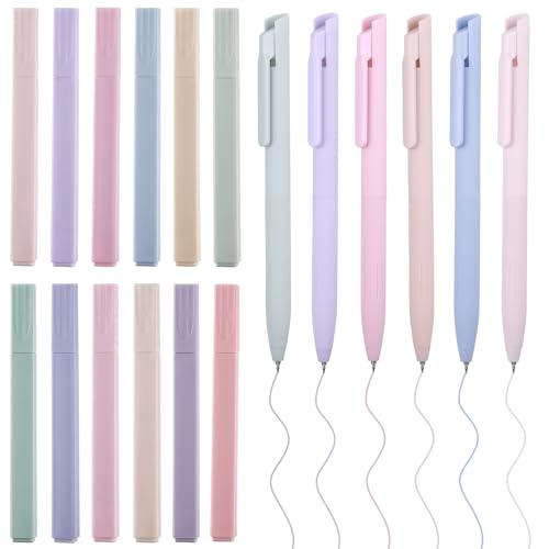 JIANTA 18 Textmarker Pastell Set, 12 Stifte Aesthetic Bible Stifte und 6 Fineliner Gelstifte Marker Stifte, Pastell Textmarker Bibel Zubehör für Journal, Bibel, Büro, Schulbedarf Mehrfarbig von JIANTA