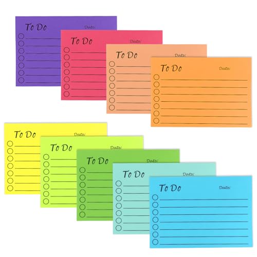 JIANTA 450 Blatt To Do Liste Notizzettel, 10X7cm Haftnotizen Klebezettel mehrfarbig, Linierte Tagesliste, klein Notizblock selbstklebend für Schul- und Bürobedarf Zuhause Planer (9 Farben) von JIANTA