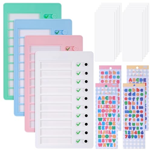 JIANTA 4Pcs Checklist Boards, To Do List Memo To Do Planer 20x12cm Tafel für Kinder ohne Logo oder Schrifte mit 10 Blanko Papier, 2 Buchstaben Aufkleber für Lernplanung Zeitplan von JIANTA