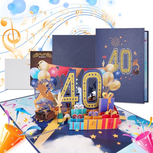 JIANTA Geburtstagskarte zum 40. Geburtstag, 3D Pop Up Grußkarten Geburtstag, Geburtstagskarten mit Umschlag, Karte 40 Geburtstag für Frau Mann Kreative Geburtstagsgeschenk von JIANTA