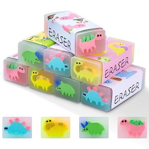 JIANTA Radiergummi Set, 8 Stück für Kinder, 2B Weich Mit Dinosauriermuster, Duftend, Schreibwaren für Kinderpartys, Schule, Zuhause, Bürobedarf (4 Farben) JIANTA Radiergummi Set, 8 Stück für Kinder, 2B Weich Mit Dinosauriermuster, Duftend, Schreibwaren für Kinderpartys, Schule, Zuhause, Bürobedarf (4 Farben) von JIANTA
