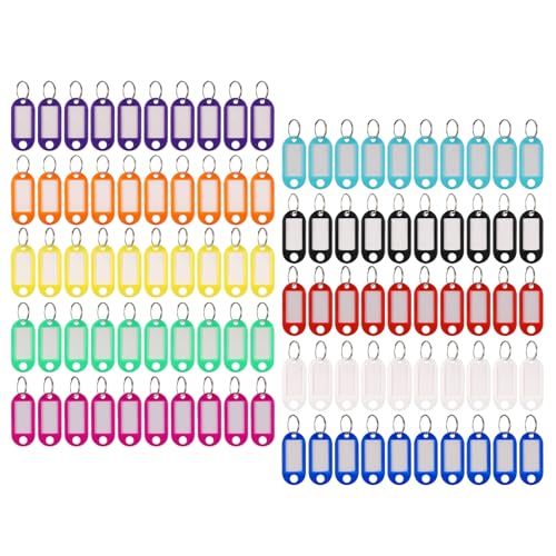 JIANTA Stück Schlüsselanhänger Beschriftbar, 100 Stück Schlüsselanhänger aus Kunststoff mit Schlaufen, Schlüsselanhänger mit Etiketten, 10 Farben, zum Schlüssel, Gepäckstücke oder USB Sticks von JIANTA
