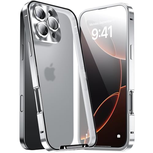 JIAONASHIJIA Für iPhone 16 Plus Hülle, Ultradünne transparente klare gehärtete Glas Premium Metallrahmen mit Objektivschutz, Kratzfest, fingerabdruckresistent, modern. Silber JIAONASHIJIA Für iPhone 16 Plus Hülle, Ultradünne transparente klare gehärtete Glas Premium Metallrahmen mit Objektivschutz, Kratzfest, fingerabdruckresistent, modern. Silber von JIAONASHIJIA