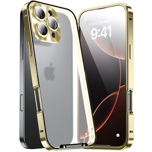 JIAONASHIJIA Für iPhone 16 Pro Max Hülle, Ultradünne transparente klare gehärtete Glas Premium Metallrahmen mit Objektivschutz, Kratzfest, fingerabdruckresistent, modern. Gold JIAONASHIJIA Für iPhone 16 Pro Max Hülle, Ultradünne transparente klare gehärtete Glas Premium Metallrahmen mit Objektivschutz, Kratzfest, fingerabdruckresistent, modern. Gold von JIAONASHIJIA