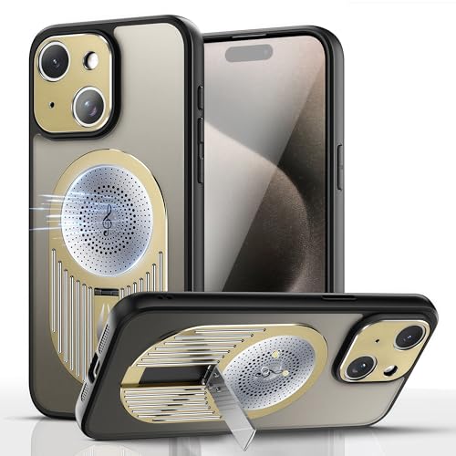 JIAONASHIJIA Kompatibel mit MagSafe iPhone 13 Hülle – Stoßfest mit MagSafe Airbags, kabellos ladbar, Graphen-Kühlung (Wärmeableitung), Verstellbarer Ständer & Duftpad (Gold) von JIAONASHIJIA