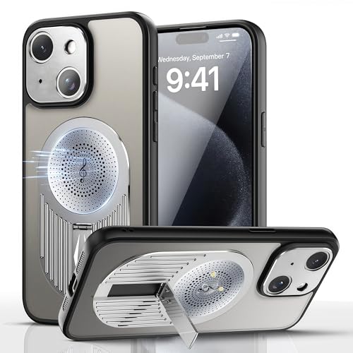 JIAONASHIJIA Kompatibel mit MagSafe iPhone 13 Hülle – Stoßfest mit MagSafe Airbags, kabellos ladbar, Graphen-Kühlung (Wärmeableitung), Verstellbarer Ständer & Duftpad (Silber) von JIAONASHIJIA