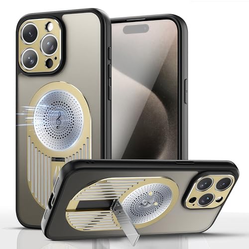 JIAONASHIJIA Kompatibel mit MagSafe iPhone 13 Pro Max Hülle – Stoßfest mit MagSafe Airbags, kabellos ladbar, Graphen-Kühlung (Wärmeableitung), Verstellbarer Ständer & Duftpad (Gold) von JIAONASHIJIA