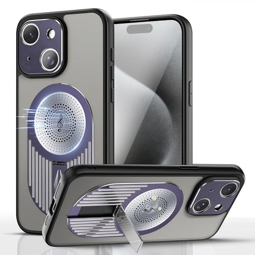 JIAONASHIJIA Kompatibel mit MagSafe iPhone 15 Hülle – Stoßfest mit MagSafe Airbags, kabellos ladbar, Graphen-Kühlung (Wärmeableitung), Verstellbarer Ständer & Duftpad (Lila) von JIAONASHIJIA