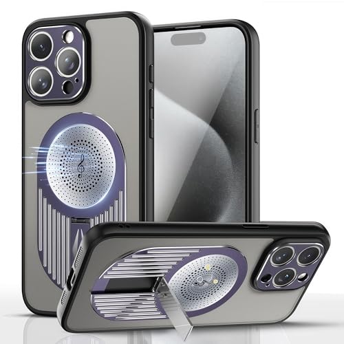 JIAONASHIJIA Kompatibel mit MagSafe iPhone 15 Pro Hülle – Stoßfest mit MagSafe Airbags, kabellos ladbar, Graphen-Kühlung (Wärmeableitung), Verstellbarer Ständer & Duftpad (Lila) von JIAONASHIJIA