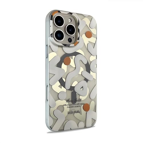 JIAONASHIJIA Passend für MagSafe iPhone 12 Pro Hülle [Stoßfeste Airbags] [Metall-Tasten] [Starke Magnetische Haftung] [Leicht & Schlank] [TPU Material Graffiti-Stil] Weiß von JIAONASHIJIA