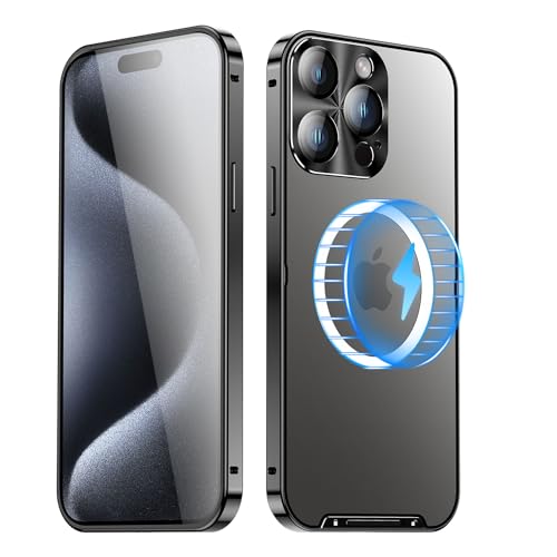 JIAONASHIJIA Passend für MagSafe iPhone 14 Pro Max Hülle, Ultradünne transparente klare gehärtete Glas Premium Metallrahmen mit Objektivschutz, Kratzfest, modern. Schwarz JIAONASHIJIA Passend für MagSafe iPhone 14 Pro Max Hülle, Ultradünne transparente klare gehärtete Glas Premium Metallrahmen mit Objektivschutz, Kratzfest, modern. Schwarz von JIAONASHIJIA