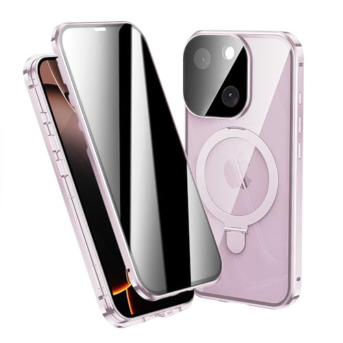JIAONASHIJIA Passend für MagSafe iPhone 15 Plus Hülle, Integrierter Bildschirm- und Objektivschutz, Magnetischer Ringständer, Militärisch geprüfter Metallrahmen. Gelbabweisend, Privacy/Rosa. JIAONASHIJIA Passend für MagSafe iPhone 15 Plus Hülle, Integrierter Bildschirm- und Objektivschutz, Magnetischer Ringständer, Militärisch geprüfter Metallrahmen. Gelbabweisend, Privacy/Rosa. von JIAONASHIJIA