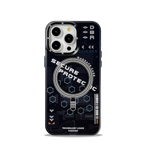 JIAONASHIJIA Passend für MagSafe iPhone 15 Pro Hülle [Stoßfeste Airbags] [Kratzfest] [Starker Magnet] [Futuristisches Mecha-Design] [Ultradünn] [Fingerabdruckresistent] Schwarz von JIAONASHIJIA