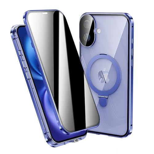 JIAONASHIJIA Passend für MagSafe iPhone 16 Plus Hülle, Integrierter Bildschirm- und Objektivschutz, Magnetischer Ringständer, Militärisch geprüfter Metallrahmen. Gelbabweisend, Privacy/Blau. JIAONASHIJIA Passend für MagSafe iPhone 16 Plus Hülle, Integrierter Bildschirm- und Objektivschutz, Magnetischer Ringständer, Militärisch geprüfter Metallrahmen. Gelbabweisend, Privacy/Blau. von JIAONASHIJIA