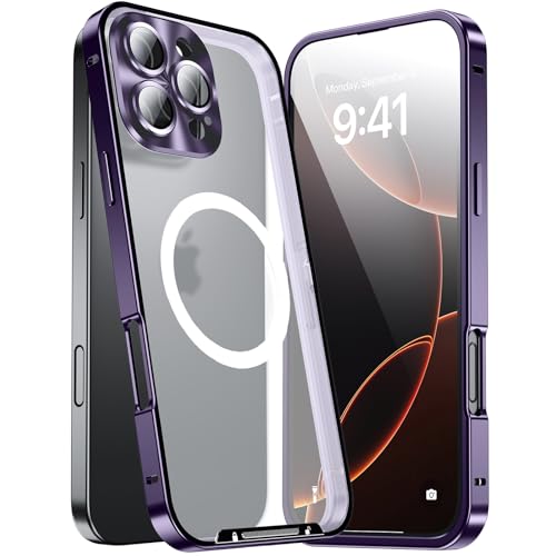 JIAONASHIJIA Passend für MagSafe iPhone 16 Pro Max Hülle, Ultradünne transparente klare gehärtete Glas Premium Metallrahmen mit Objektivschutz, Kratzfest, modern. Lila JIAONASHIJIA Passend für MagSafe iPhone 16 Pro Max Hülle, Ultradünne transparente klare gehärtete Glas Premium Metallrahmen mit Objektivschutz, Kratzfest, modern. Lila von JIAONASHIJIA