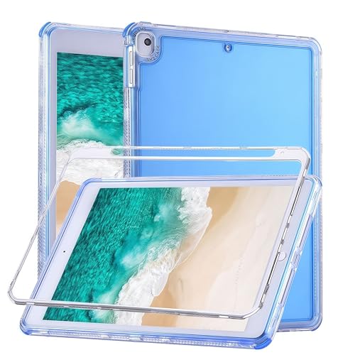 JIAONASHJIA Ultra-Dünne Hülle für iPad 7/8/9 10.2" (2019/2020/2021)–Transparente Stoßfeste Schutzhülle mit Airbag-Ecken, Leichtes TPU+PU Case, Kratzfest & Schmutzabweisend.Blau von JIAONASHIJIA