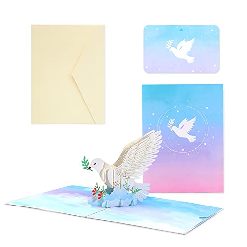 Karte zur Taufe mit Umschlag,Kommunion Karte mit Umschlag,Glückwunsch zur Taufe Konfirmation Kommunion Taufkarte mit Taube 3D Pop Up Karte Geschenk zur Taufe oder zur Geburt,für Junge oder Mädchen von JIASHA