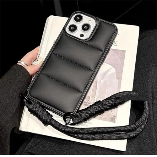 JIASHM Für 16 Pro Max mit Lanyard, einfarbige, weiche Hülle, tragbare Kurze Seilabdeckung (Für 16 Pro Max/Schwarz) von JIASHM