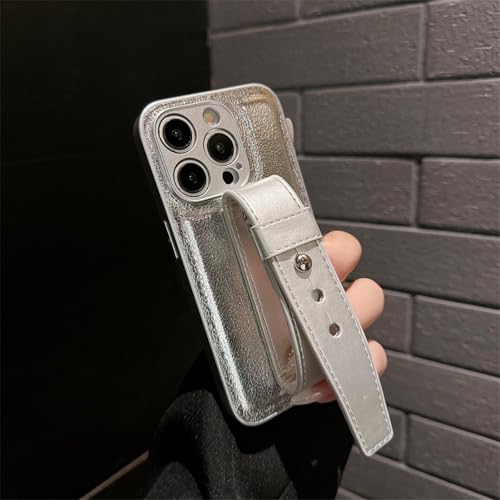 JIASHM Für iPhone 11 Fashion Pattern Leder mit Handschlaufe Hülle Einfarbige Rückseite (Für iPhone 11/Silber) von JIASHM