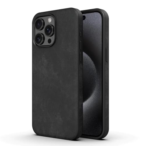 JIASHM Für iPhone 12 Pro Luxus-Leder-Matt-Telefonhülle aus weichem Stoff im Vintage-Stil, stoßfeste Hülle (für iPhone 12 Pro/schwarz) von JIASHM