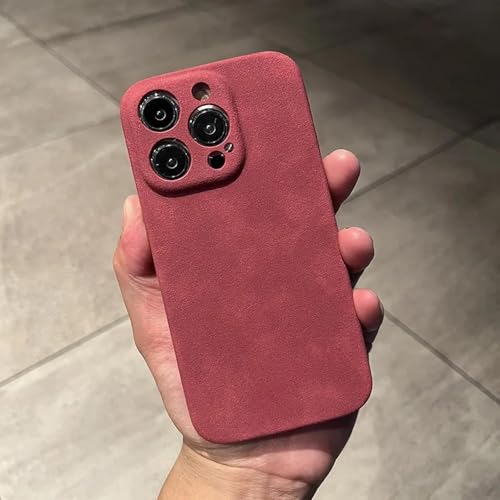 JIASHM Für iPhone 12 ProMax Leder-Handyhülle, feine Farbe, weiche, stoßfeste Schutzhülle (für iPhone 12 ProMax/Rot) von JIASHM