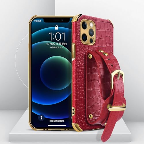 JIASHM Für iPhone 14 Handschlaufe Ledertasche Ständerhalter Telefonabdeckung (Für iPhone 14/rot) von JIASHM