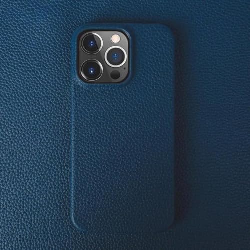 JIASHM Für iPhone 14 Plus Hülle Luxus Lederhülle Handyhülle Rückseite (Für iPhone 14 Plus/Marineblau) von JIASHM