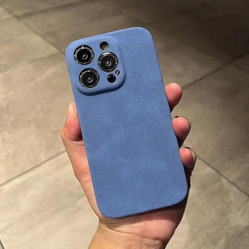 JIASHM Für iPhone 14 Plus Leder-Handyhülle Feine Farbe Weiche, stoßfeste Schutzhülle (Für iPhone 14 Plus/Blau) von JIASHM