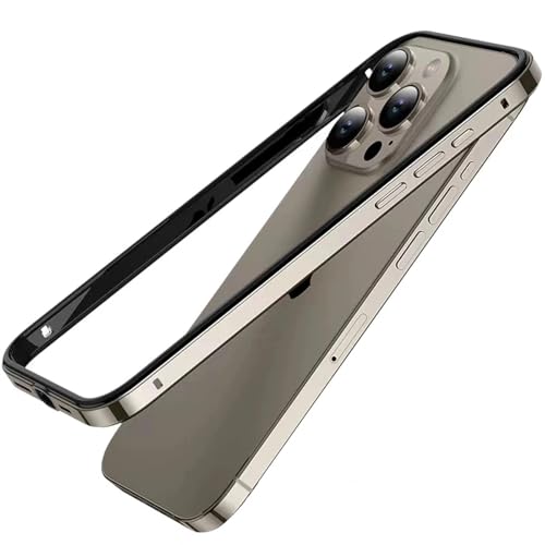 JIASHM Für iPhone 14 Pro No Convex Angle Light Bumper Case Luxus-Hybird-Aluminium-Meatl-Rahmen + weiche Silikonseite (Für iPhone 14 Pro/Gray BK Ping) von JIASHM