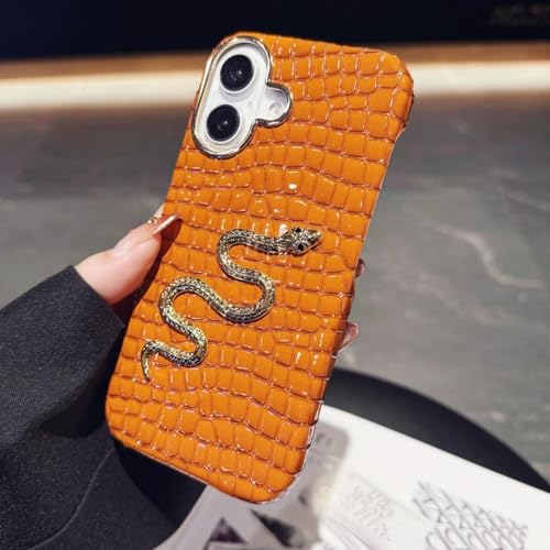 JIASHM Für iPhone 14 Pro gemusterte Lederhülle mit Beschichtung, Hartschalenhüllen (für iPhone 14 Pro/Orange) von JIASHM