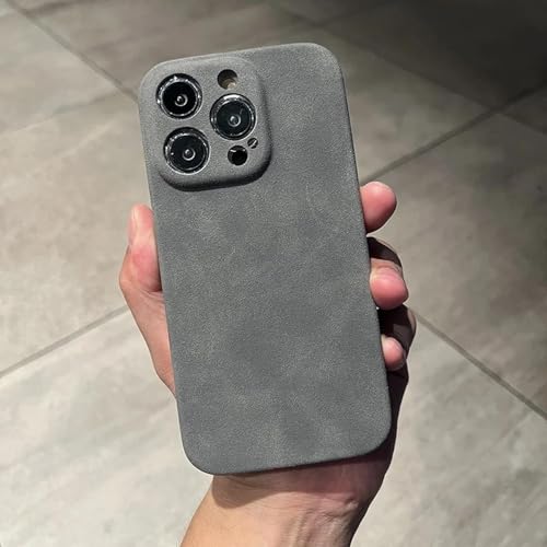 JIASHM Für iPhone 14 ProMax Leder-Handyhülle, feine Farbe, weiche, stoßfeste Schutzhülle (für iPhone 14 ProMax/Dunkelgrau) von JIASHM
