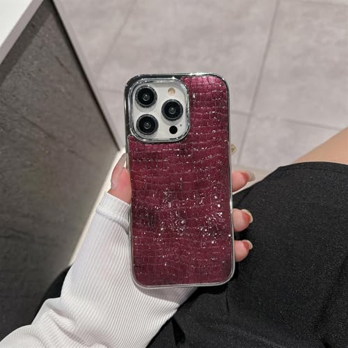 JIASHM Für iPhone 14 ProMax Luxus-Leder-Handyhüllen mit glänzender Beschichtung, stoßfest (für iPhone 14 ProMax/Dunkelrot) von JIASHM