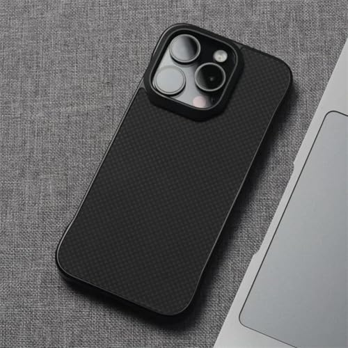 JIASHM Für iPhone 14 Texture Frameless Phone Case Wireless Charging Lens Hard Shockproof Cover (Für iPhone 14/Schwarzgrau) von JIASHM