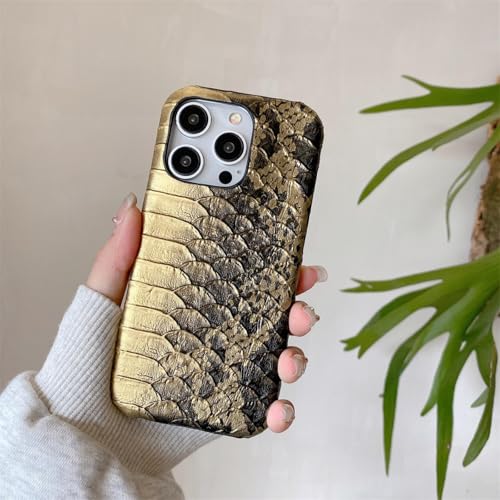 JIASHM Für iPhone 15 PU-Lederhülle mit Muster, Luxus-Cover (für iPhone 15/Gold) von JIASHM