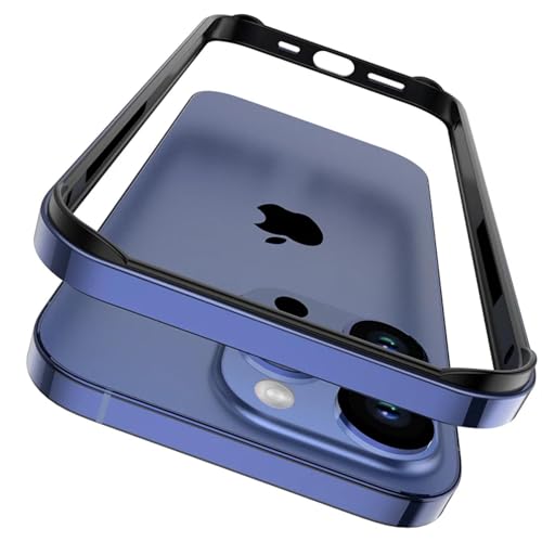JIASHM Für iPhone 15 Plus Bumper Case Silikonrahmen Luxus Leichtes Aluminiummetall (Für iPhone 15 Plus/Blau BK) von JIASHM