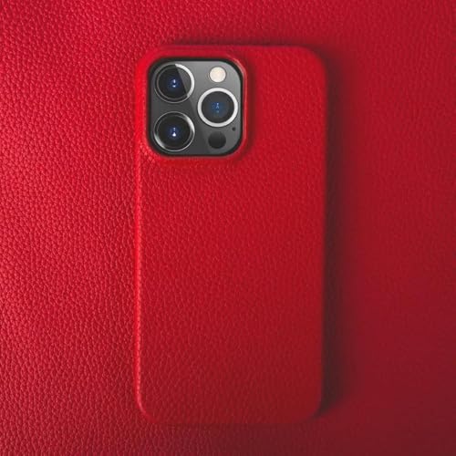 JIASHM Für iPhone 15 Pro Max Hülle Luxus Lederhülle Handyhülle Rückseite (Für iPhone 15 Pro Max/Rot) von JIASHM
