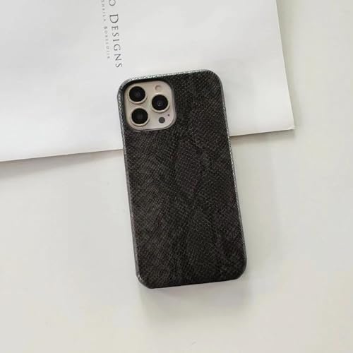 JIASHM Für iPhone 15Pro Max Fashion Leder PU-Hülle Harte PC-Schutzhülle mit Vier Ecken (Für iPhone 15Pro Max/Schwarz) von JIASHM