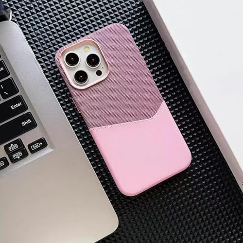 JIASHM Für iPhone 15pro max, zweifarbige Telefonhülle aus Leinenleder, Kartenfach, kabellose Laderückseite (für iPhone 15pro max/pink) von JIASHM