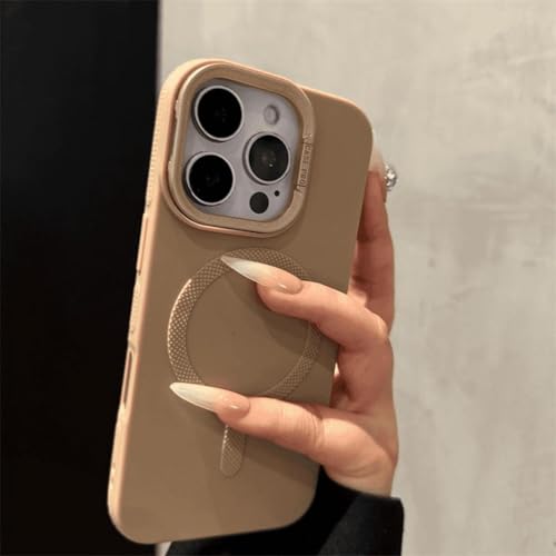 JIASHM Für iPhone 16 Luxus-Telefonhülle mit kabellosem Ladeständer, weiche magnetische Stoßstangenrückseite (für iPhone 16/Khaki) von JIASHM