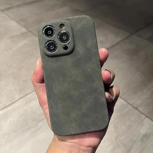 JIASHM Für iPhone 16 Plus Leder-Handyhülle, feine Farbe, weiche, stoßfeste Schutzhülle (für iPhone 16 Plus/Grün) von JIASHM