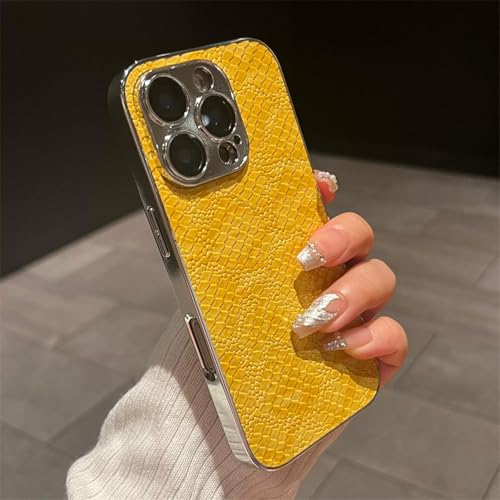 JIASHM Für iPhone 16 Pro stilvolles Muster, galvanisierte, weiche Handyhülle, stoßfeste Schutzhülle auf der Rückseite (für iPhone 16 Pro/Gelb) von JIASHM