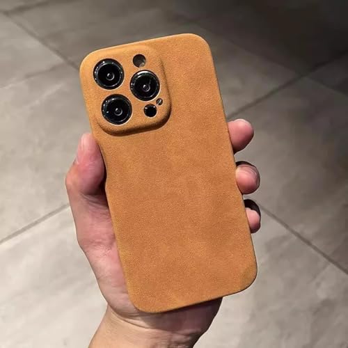 JIASHM Für iPhone 16 ProMax Leder-Handyhülle, feine Farbe, weiche, stoßfeste Schutzhülle (für iPhone 16 ProMax/Orange) von JIASHM