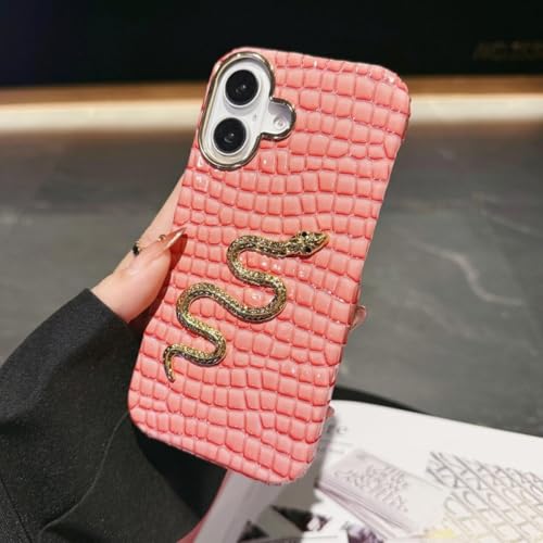 JIASHM Für iPhone 16 ProMax gemusterte Lederhülle mit Beschichtung, Hartschalenhüllen (für iPhone 16 ProMax/Pink) von JIASHM