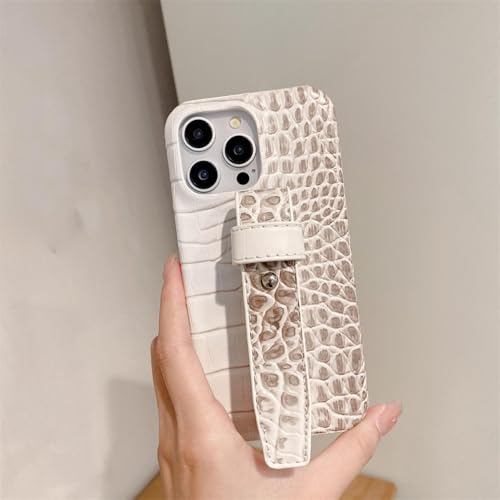 JIASHM Für iPhone 16Pro, modische Lederstruktur mit Handschlaufe, einfarbige Hülle (für iPhone 16Pro/Khaki) von JIASHM