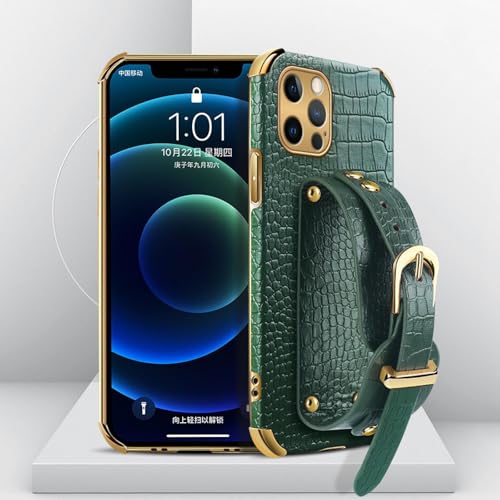 JIASHM Für iPhone XR Handschlaufe Ledertasche Ständerhalter Telefonabdeckung (Für iPhone XR/Dunkelgrün) von JIASHM