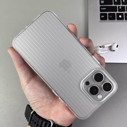 JIASHM für iPhone 14 Plus (6,7 Zoll) Streifenmuster-Telefonhülle, Metallknopf, stoßfeste Hartschalenhülle (für iPhone 14 Plus (6,7 Zoll)/Klar) von JIASHM