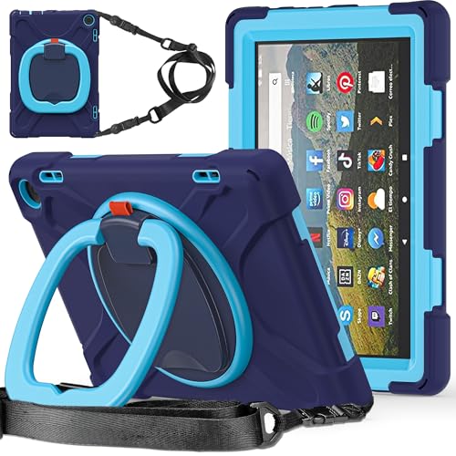 Tablet-Schutzhülle, kompatibel mit Kindle Fire HD 8 und Fire HD 8 Plus, 2024/2022, 12. Generation/10. Generation, stoßfest, stabile Hülle mit 360° drehbarem Ständer, Hand-/Schultergurt Tablet-Schutzhülle, kompatibel mit Kindle Fire HD 8 und Fire HD 8 Plus, 2024/2022, 12. Generation/10. Generation, stoßfest, stabile Hülle mit 360° drehbarem Ständer, Hand-/Schultergurt von JIAWEIG