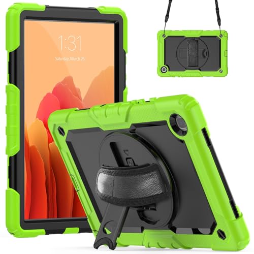 Tablet-Schutzhülle, kompatibel mit Samsung Galaxy Tab A7 10,4 Zoll SM-T500/T505 (2020), mit Displayschutzfolie, Ständer, Schultergurt, stoßfest, robust, um 360° drehbar, Handschlaufe und von JIAWEIG
