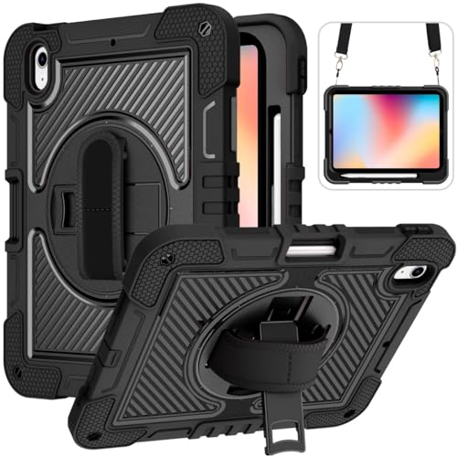 Tablet-Schutzhülle, kompatibel mit iPad 10. Generation 27,7 cm (11 Zoll) 2022, robust, stoßfest, Schutzhülle mit Handschlaufe/Schultergurt, stabiler Ständer, Silikonhülle für Tablet (B von JIAWEIG